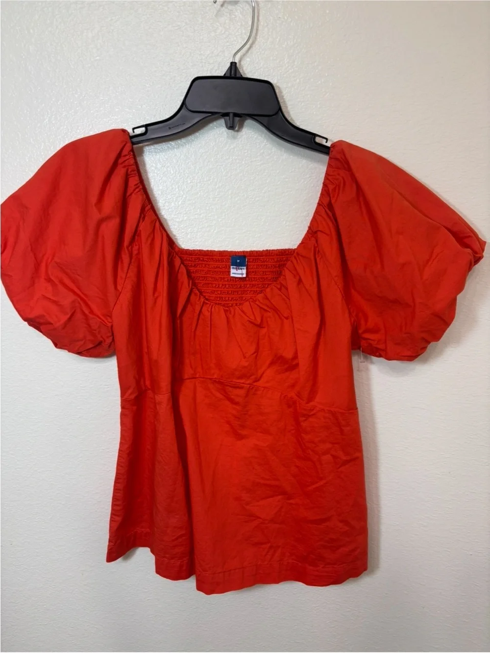 Old Navy Orange Puff-Sleeve bold Scoop Neck Blouse